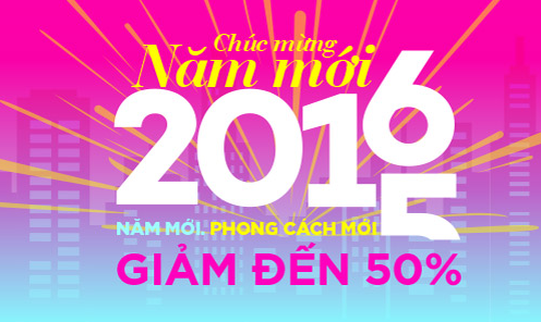 Lazada mừng năm mới 2016 khuyến mãi giảm giá lên đến 50%