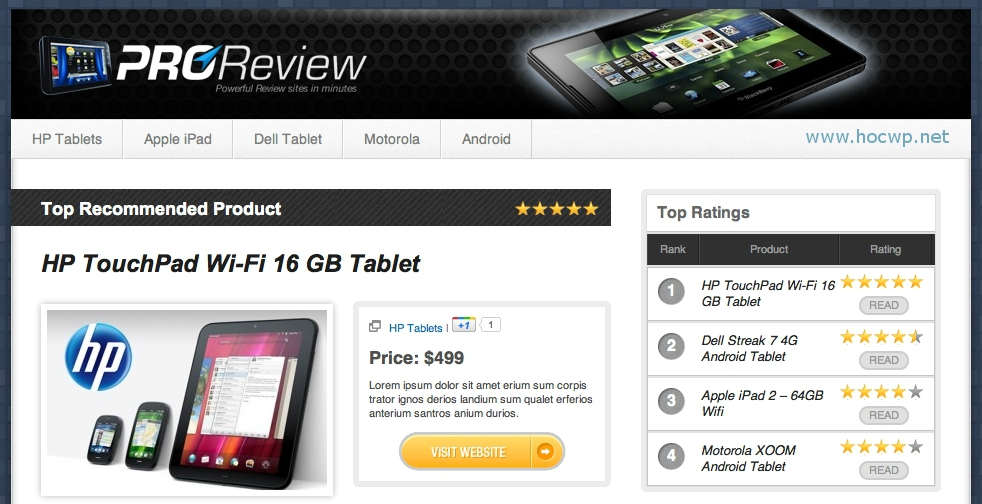 Tạo trang đánh giá bằng WordPress