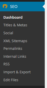 Menu điều khiển WordPress SEO