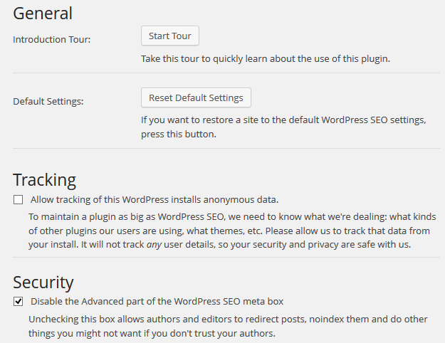 Cài đặt chung cho plugin WordPress SEO