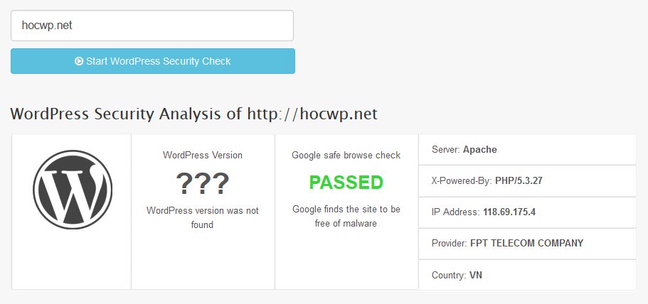 Quét khả năng bảo mật cho WordPress