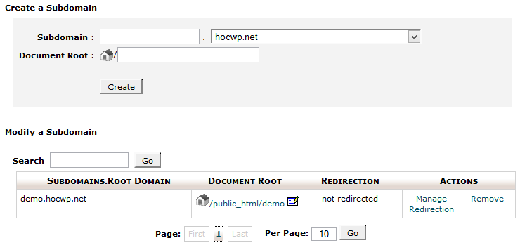 Tạo subdomain trên hosting cPanel
