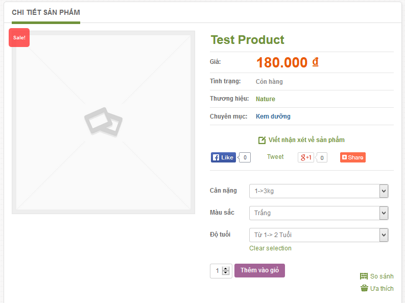 Chọn thuộc tính cho sản phẩm trước khi thêm vào giỏ hàng