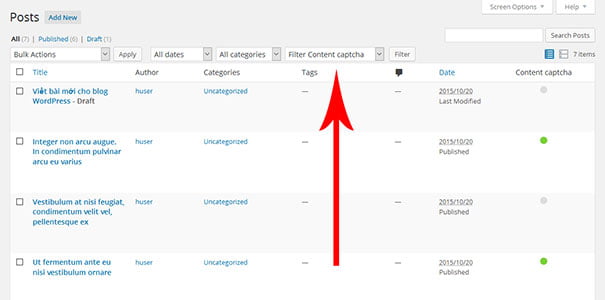 Thêm filter để lọc bài viết trong bảng quản lý admin WordPress