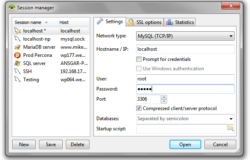 HeidiSQL session manager